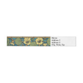 Blauw gele Nasturtium Flower Nouveau Pattern Omwikkelbaar Adreslabel (Individueel)