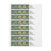 Blauw gele Nasturtium Flower Nouveau Pattern Omwikkelbaar Adreslabel (Vel)