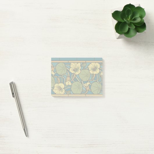 Blauw gele Nasturtium Flower Nouveau Pattern Post-it® Notes (Kantoor)