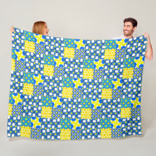 Blauw-gele Pickleball-geïnspireerde slaapkamer coz Fleece Deken