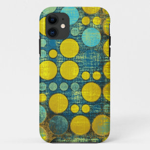  blauw, gele pokadots Patroon Abstract iPhone 11 Hoesje