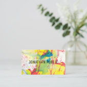 Blauw gele roze rode moderne Abstracte kunst elega Visitekaartje (Staand voorkant)