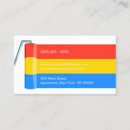 Blauw Gele Schilder Paint Roll Interieur Exterieur Visitekaartje (Achterkant)