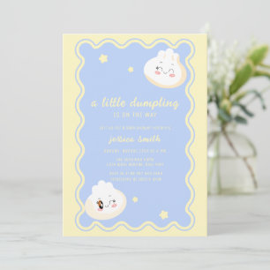 Blauw Gele Ster Chinese Dumpling Baby Shower Kaart
