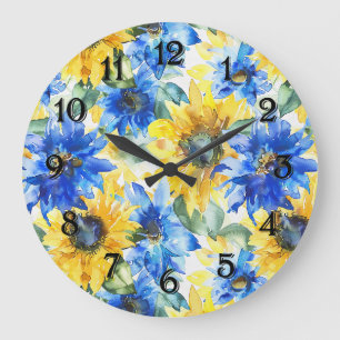 Blauw Gele Zonnebloemen Grote Klok