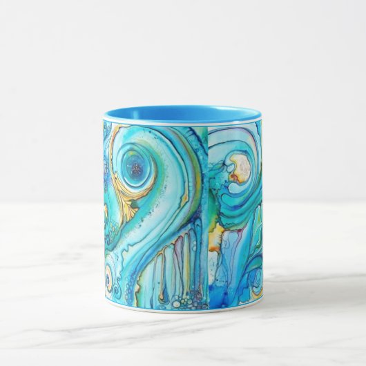 Blauw Gele Zwemelen Kleur Gift Name Koffie Mok (Midden)