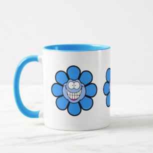 Blauw Gelukkig Gezicht Grote Glimlach Schroefbal G Mok
