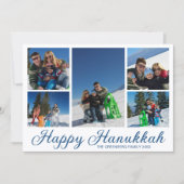 Blauw Gelukkig Hanukkah Familie Fotocollage Feestdagenkaart (Voorkant)