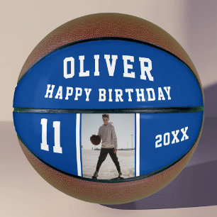 Blauw Gelukkige Verjaardag Foto Basketbal