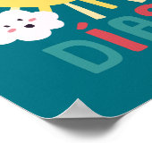 Blauw Gelukkige Zon Kraamkamer Kunst in het Spaans Poster (Hoek)