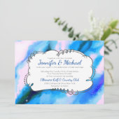 Blauw gemarmerde buitenruimte Abstracte bruiloft u Kaart (Staand voorkant)