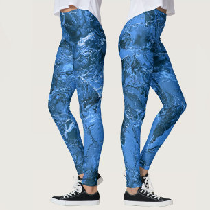 Blauw gemarmerde lucht en zee leggings
