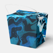 Blauw gemarmerde penseelstreken Handgemaakte kunst Bedankdoosjes (Achterkant)