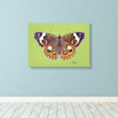 Blauw Gemeenschappelijk Buckeye Vlinder Realistisc Canvas Afdruk (Insitu (Houten vloer))