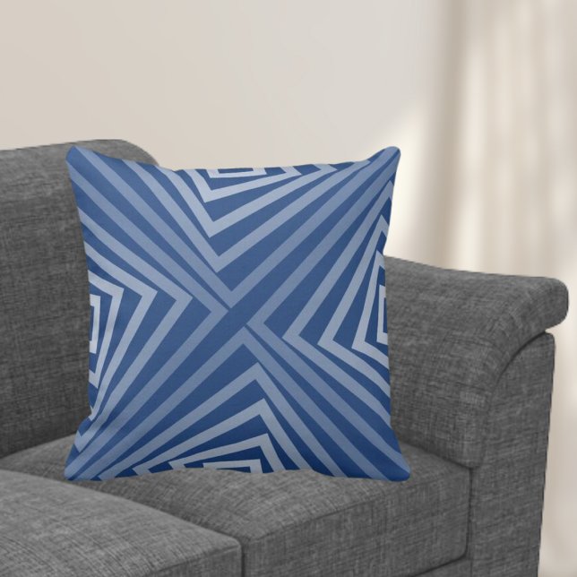 Blauw, geneste hoekpatroon kussen (Creator heeft geüpload)