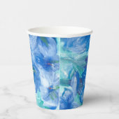 Blauw Gentian Flowers schilderen Papieren Bekers (Rechts)