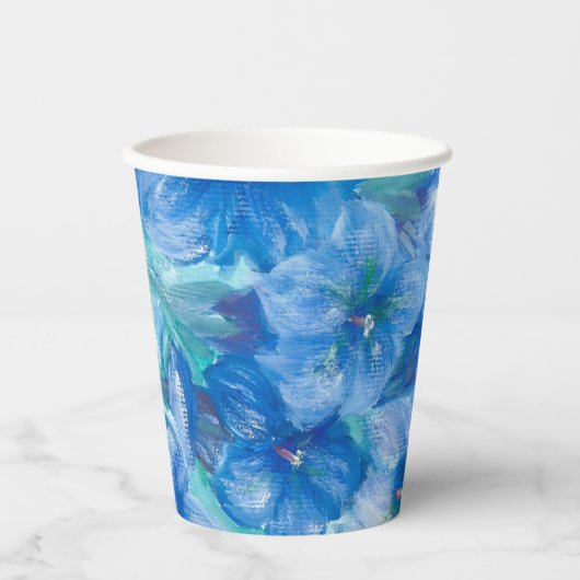 Blauw Gentian Flowers schilderen Papieren Bekers (Voorkant)