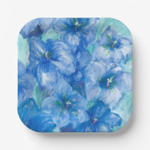 Blauw Gentian Flowers schilderen Papieren Bordje