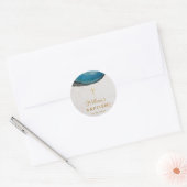 Blauw Geode Jongen Dop Wit Marmeren Goud Kruis Ronde Sticker (Envelop)