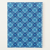  blauw geometrisch bloemenpatroon planner (Achterkant)
