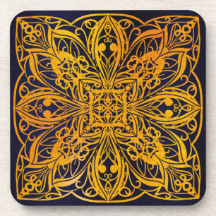 blauw, geometrisch, chakra, modern, zen, magnetism bier onderzetter
