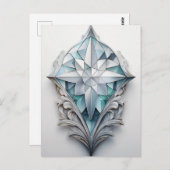 Blauw geometrisch decoratief kruis briefkaart (Voorkant / Achterkant)