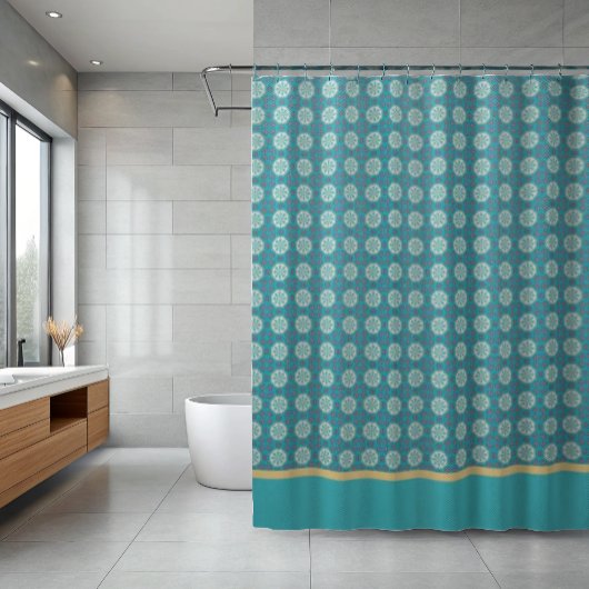 Blauw geometrisch douchegordijn