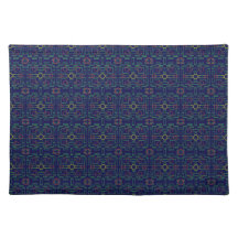 Blauw Geometrisch Geel Ovaal Doek Placemat