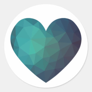 Blauw geometrisch hi-tech gebroken hart ronde sticker