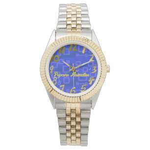 Blauw geometrisch horloge