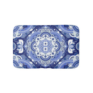  blauw geometrisch, Indiaas ornament. Badmat