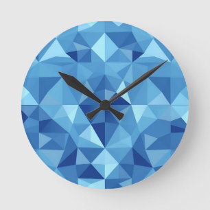 Blauw geometrisch mozaïektegelpatroon ronde klok