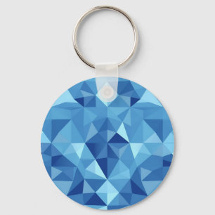 Blauw geometrisch mozaïektegelpatroon sleutelhanger