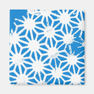 Blauw geometrisch patroon magneet