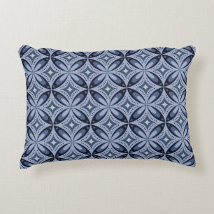 Blauw geometrisch patroon retro stijl accent kussen