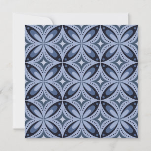 Blauw geometrisch patroon retro stijl bedankkaart