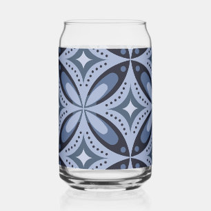 Blauw geometrisch patroon retro stijl blikvorm glas