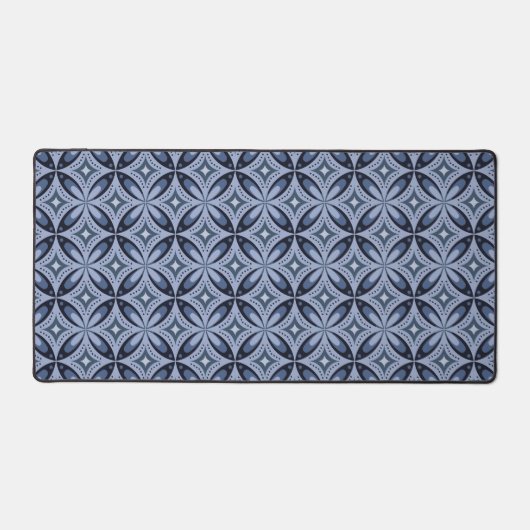 Blauw geometrisch patroon retro stijl bureaumat (Voorkant)