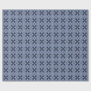 Blauw geometrisch patroon retro stijl cadeaupapier