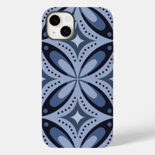 Blauw geometrisch patroon retro stijl Case-Mate iPhone 14 plus hoesje