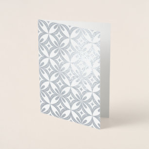 Blauw geometrisch patroon retro stijl folie kaarten