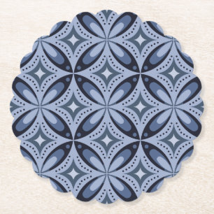 Blauw geometrisch patroon retro stijl kartonnen onderzetters