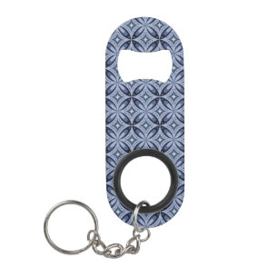 Blauw geometrisch patroon retro stijl mini flessenopener