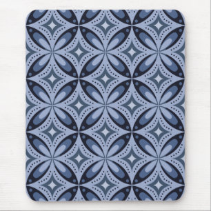 Blauw geometrisch patroon retro stijl muismat