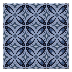 Blauw geometrisch patroon retro stijl perfect poster
