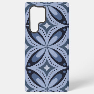 Blauw geometrisch patroon retro stijl samsung galaxy hoesje