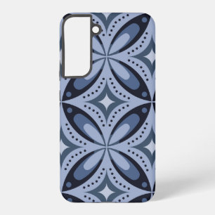 Blauw geometrisch patroon retro stijl samsung galaxy hoesje