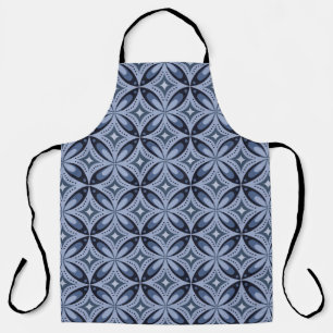 Blauw geometrisch patroon retro stijl schort