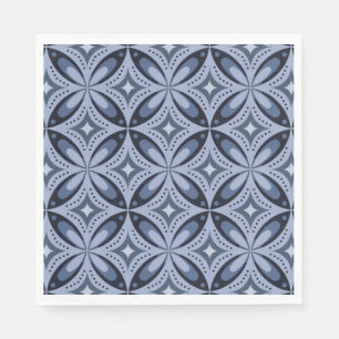 Blauw geometrisch patroon retro stijl servet