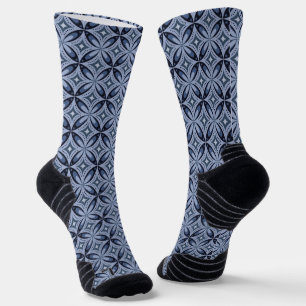 Blauw geometrisch patroon retro stijl sokken